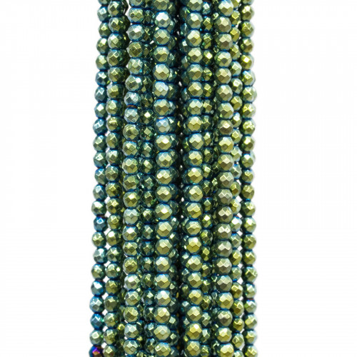 Faceted Hematite 04mm Green