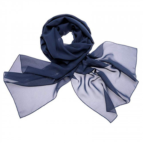 Foulard Sensation Soie 90x180cm 1pc Bleu Foncé