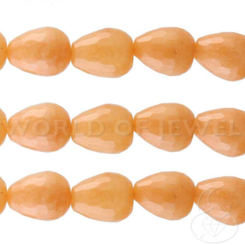 Orange Jade Drops Faceted Briolette 08x12mm