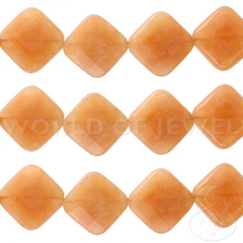 Orange Jade Rhombus Faceted Flat 20mm