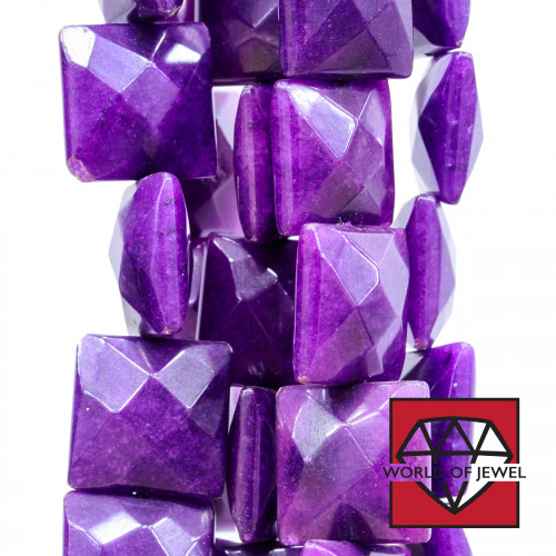 Purple Jade Flat Square Model 2 Faceted 25mm