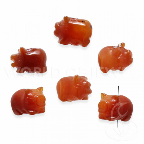 Red Agate Pigs 18x13mm 14pcs