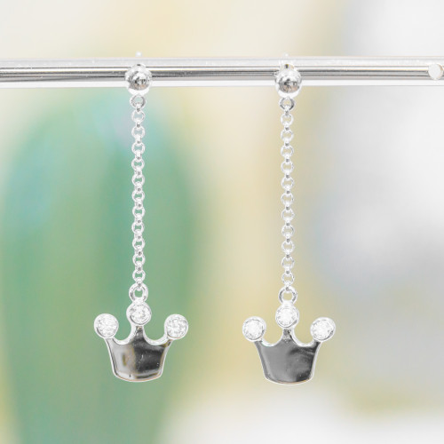 925 Silver Stud Earrings With Rolo Chain