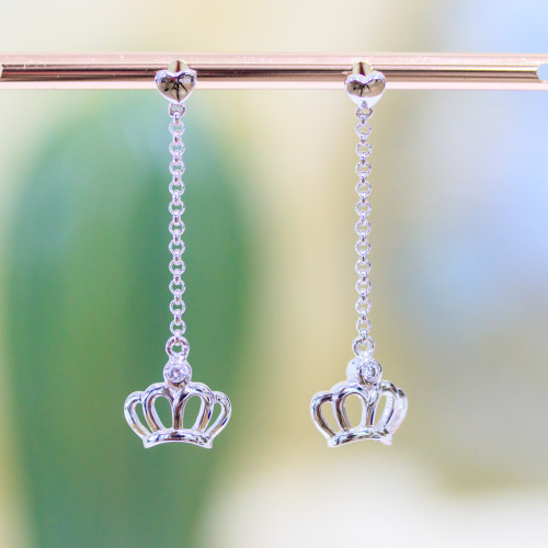 925 Silver Stud Earrings With Rolo Chain