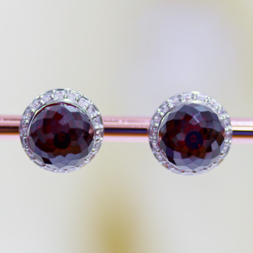 925 Silver Stud Earrings With Zircon Spheres 10mm Lobe