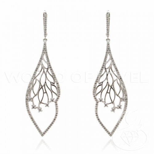 925 Silver Earrings With Zircons Set n208 10 Rhodium Plated