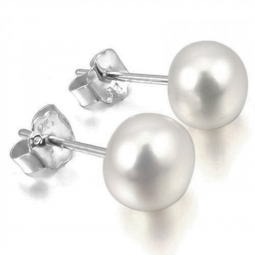 925 Silver Earrings and River Pearls 4.5-5.0mm 6 Pairs Gray