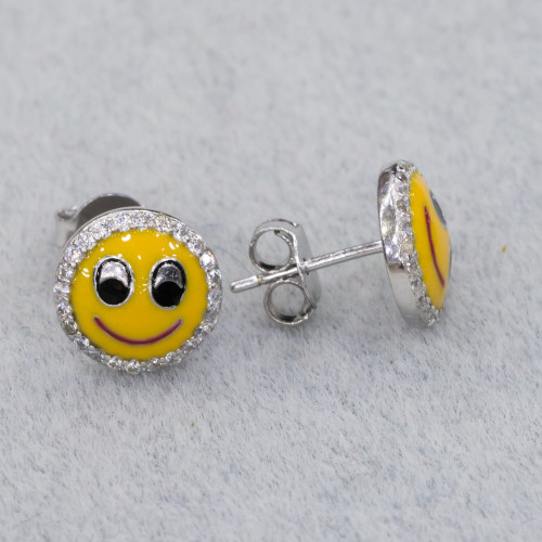 925 Silver Earrings Emoji And Zircons 10mm MOD5