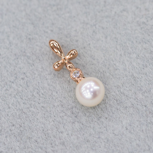 925 Silver Pendant With River Pearls 7x21mm Rose Gold