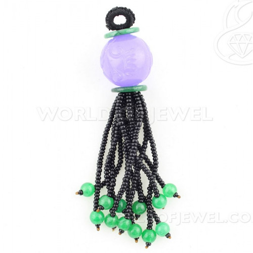 Pendentif Jade de Birmanie Et Cristaux 1pc - Lilas