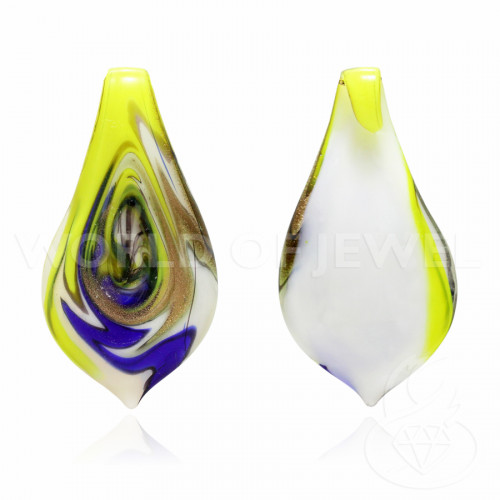 Pendente Di Vetro Di Murano A Fantasia 32x62mm - 2pz Giallo