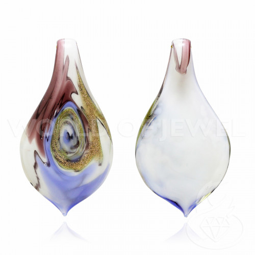 Fantasy Murano Glass Pendant 32x62mm - 2pcs Purple