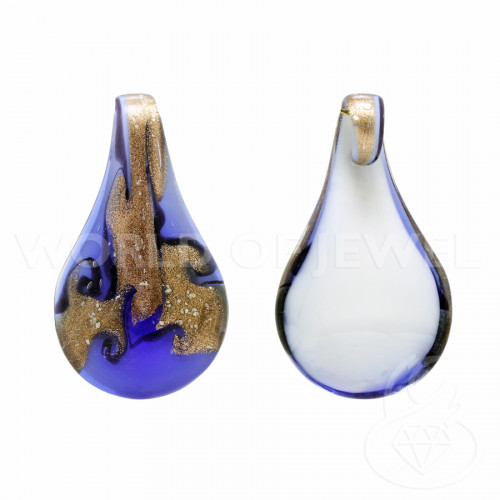 Gemusterter Anhänger aus Muranoglas, 34 x 62 mm – 2 Stück, Blau