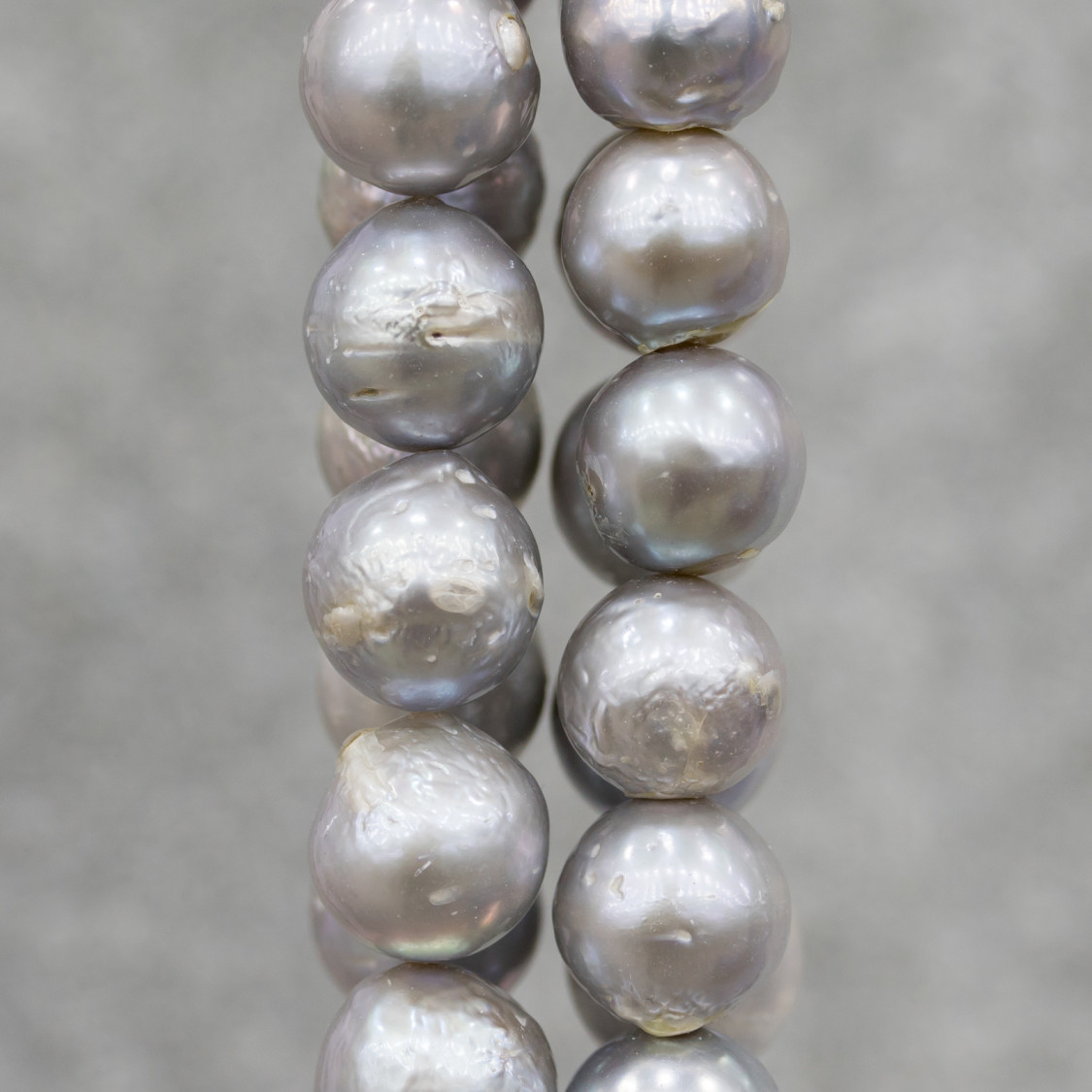 Perle Di Fiume Barocche Tonde 12-15mm Grigio Silver