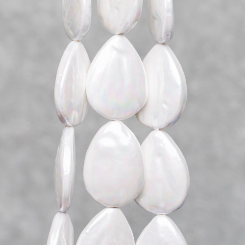 Perle Di Maiorca Bianca Gocce Piatto Barocca 20x30mm