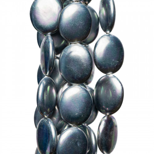 Perle di Maiorca Grigio Argento Ovale Piatto 13x15mm