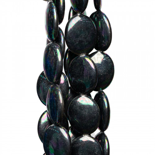 Perle di Maiorca Grigio Tahiti Ovale Piatto 15x18mm