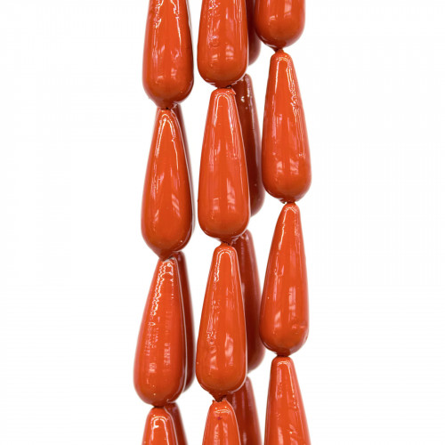 Majorca Pearls Red Coral Sardinia Drops 10x30mm