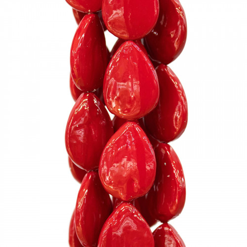 Perle Di Maiorca Rosso Gocce Piatto Barocca 18x25mm
