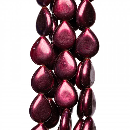 Majorca Pearls Wine Red Drops Flat 13x15mm