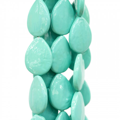 Majorca Pearls Turquoise Green Drops Baroque Πιάτο 20x30mm