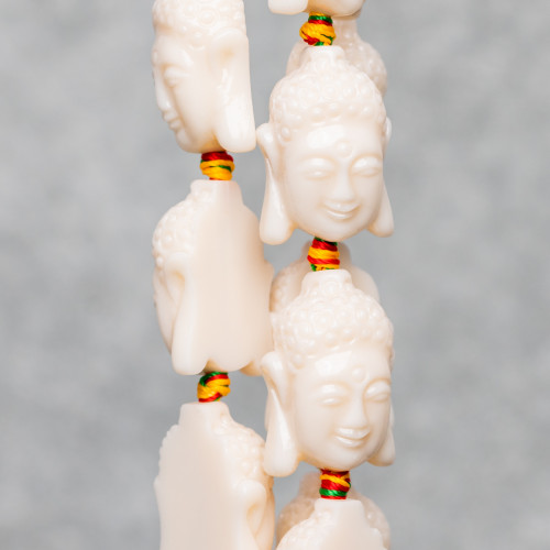 Perline Di Resina A Filo Buddha 16x23mm 15pz Bianco