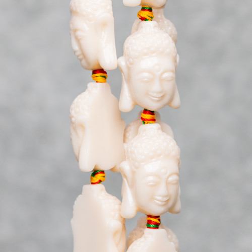 Buddha Strand Resin Beads 16x23mm 15pcs White