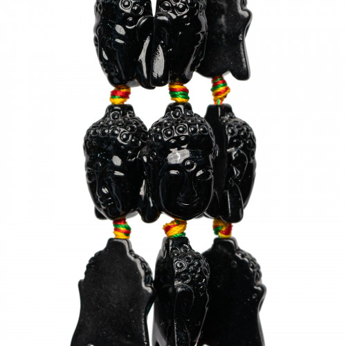 Buddha Strand Resin Beads 16x23mm 15pcs Black