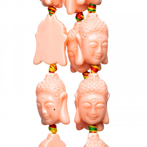 Buddha Strand Resin Beads 16x23mm 15τμχ Ανοιχτό Ροζ