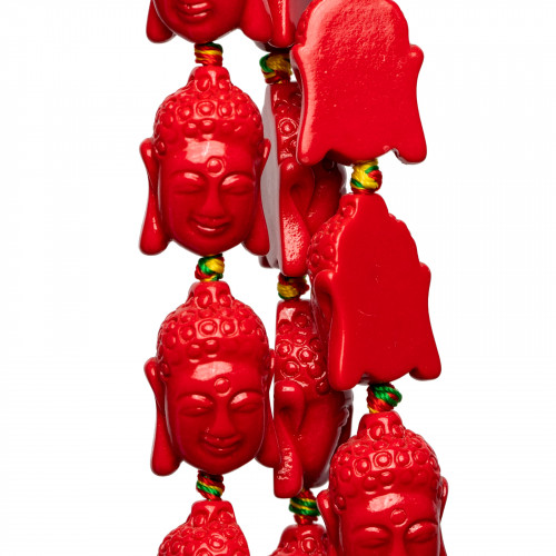 Buddha Strand Resin Beads 16x23mm 15pcs Red