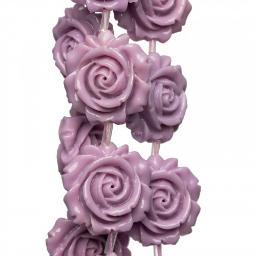 Double-Sided Flower Wire Resin Beads 25mm 14pcs Lilac