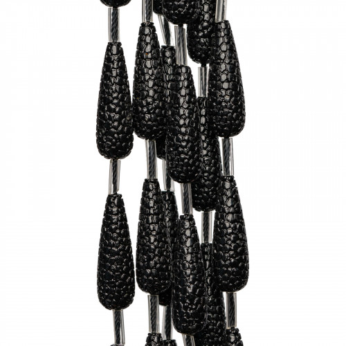Perles de résine en fil de trame tissé 08x27mm noir