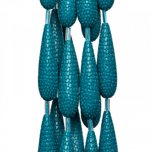 Wefted Drop Wire Resin Beads 10x38mm Teal