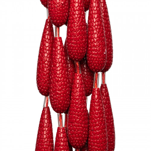 Cuentas de resina de alambre colgante tejido, 10x38 mm, rojo