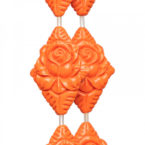Fil de Diamant Perles en Résine 35x45mm 8pcs Orange