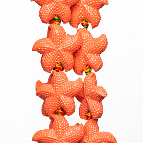 Perles en Résine Fil Étoile de Mer 23mm 14pcs Orange-Rose