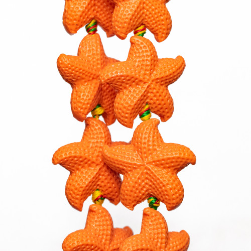 Cuentas de resina de alambre de estrella de mar 28 mm 12 piezas Naranja