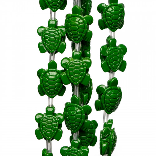 Schildkrötenstrang-Harzperlen, 12 x 14 mm, 22 Stück, Grün