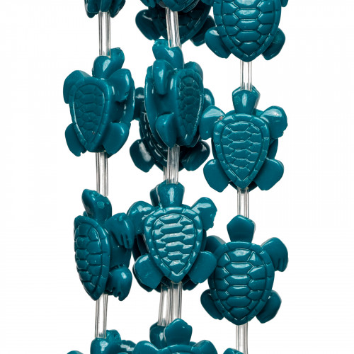 Turtle Wire Resin Beads 16x18mm 16pcs Teal