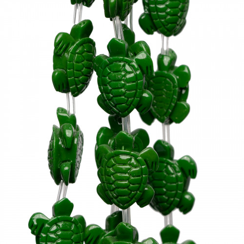 Schildkrötenstrang-Harzperlen, 16 x 18 mm, 16 Stück, Grün