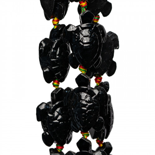 Schildkrötenstrang-Harzperlen, 24 x 36 x 14 mm, 11 Stück, Schwarz