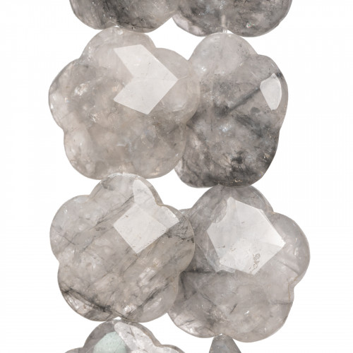 Gray Quartz Faceted Flower 30-35mm