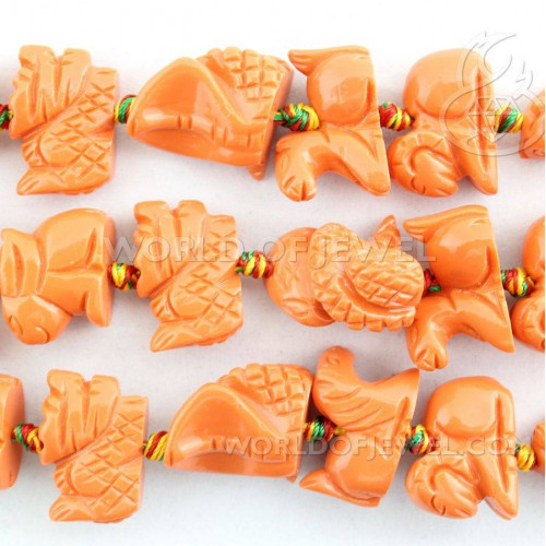 Résine Animale Mixte 18x23mm 12pcs Orange