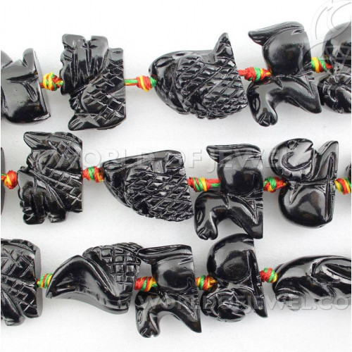 Résine Animaux Mélangés 18x23mm 12pcs Noir