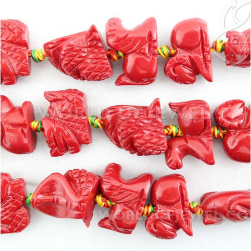 Resin Mixed Animals 18x23mm 12pcs Red