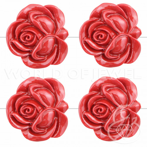 Double-Sided Pink Resin 33mm 10pcs Red