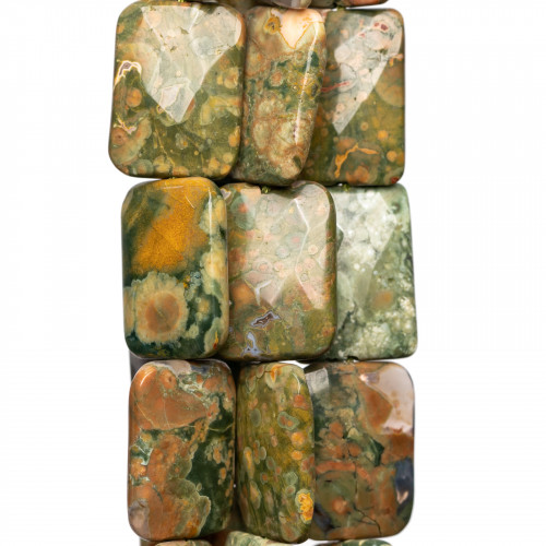 Rhyolite Flat Faceted Rectangle 15x20mm Green