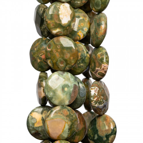 Rhyolite Round Flat Faceted 14mm Green