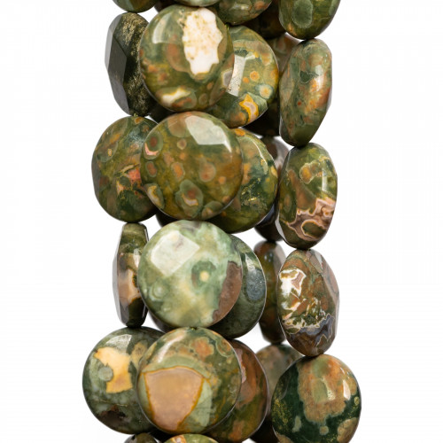 Rhyolite Round Flat Faceted 16mm Green