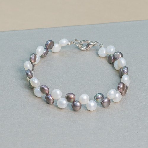 Mix Braided Coin River Pearl Bracelet